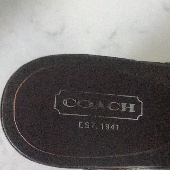 Coach womens shoes- Raina Wooden Leather Clog 8.5 Brown - Picture 4 of 5